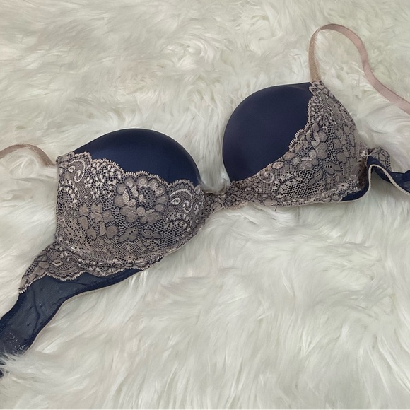 VS PADDED BRA W/LACE--DARK BLUE/PURPLE - Picture 4 of 8